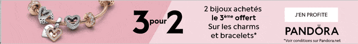 Offre 3 pour 2 Pandora jusqu'au 30 septembre 2020 Offre 3 pour 2 Pandora jusqu'au 30 septembre 2020