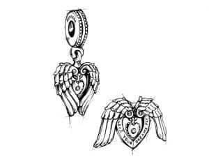 Charm Club Pandora 2021 : Cœur et ailes d'anges déployées
