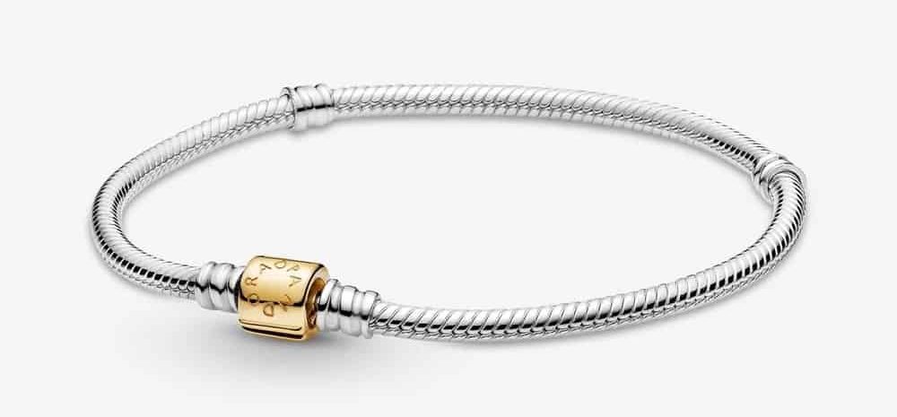 Bracelet Maille Serpent Fermoir à Tenon Bicolore Pandora Moments 299,00 € – 599347C00 Bracelet Maille Serpent Fermoir à Tenon Bicolore Pandora Moments 299,00 € – 599347C00