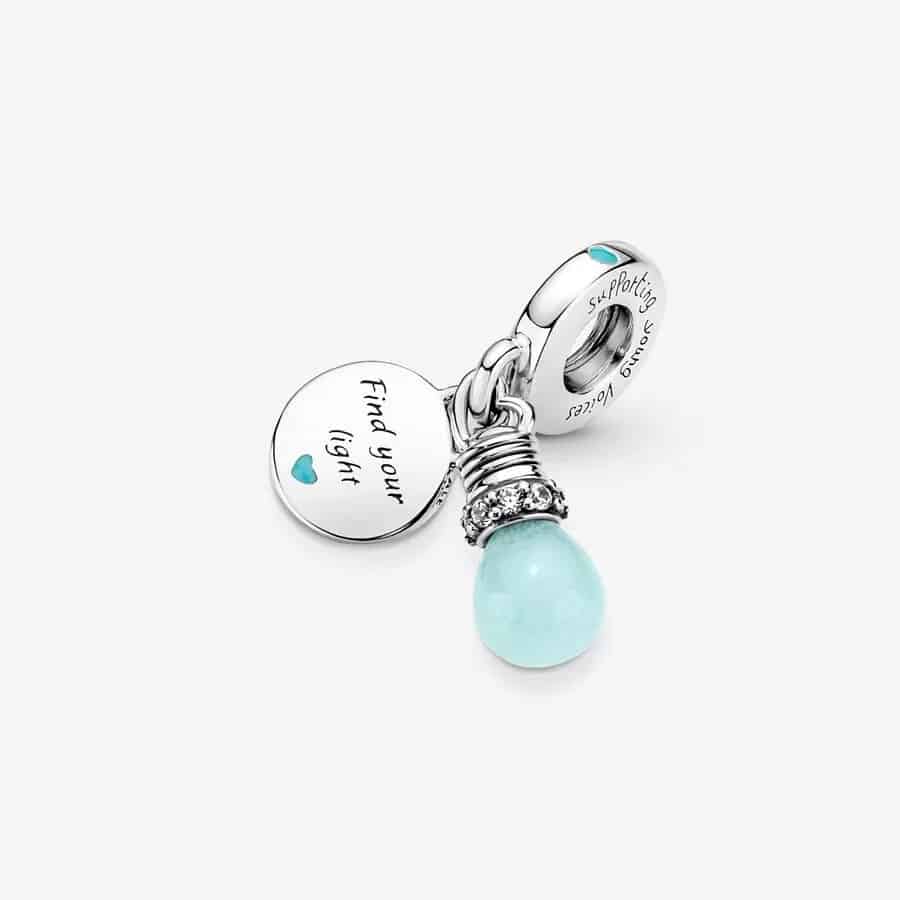 Charm Pendant Double Ampoule Qui Brille Dans Le Noir - 791123C01 Charm Pendant Double Ampoule Qui Brille Dans Le Noir - 791123C01