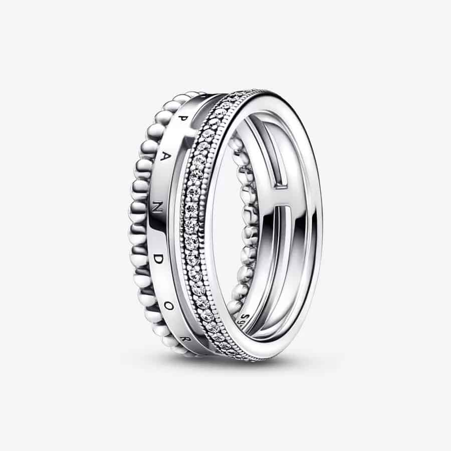 Bague Pavé & motifs perlés Pandora Signature 89,00 € - 192312C01 Bague Pavé & motifs perlés Pandora Signature 89,00 € - 192312C01
