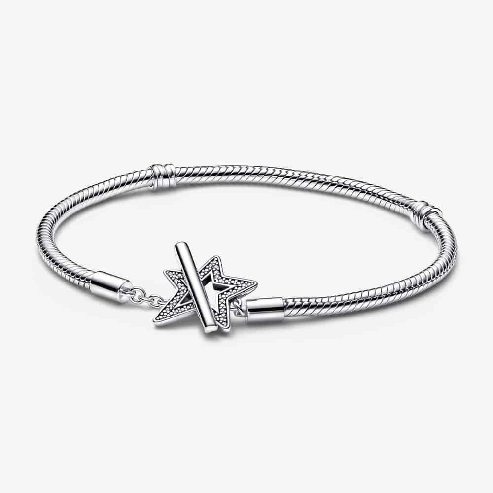 Bracelet Maille Serpent Fermoir en T Étoile Asymétrique Pandora Moments 79,00 € - 592357C01 Bracelet Maille Serpent Fermoir en T Étoile Asymétrique Pandora Moments 79,00 € - 592357C01