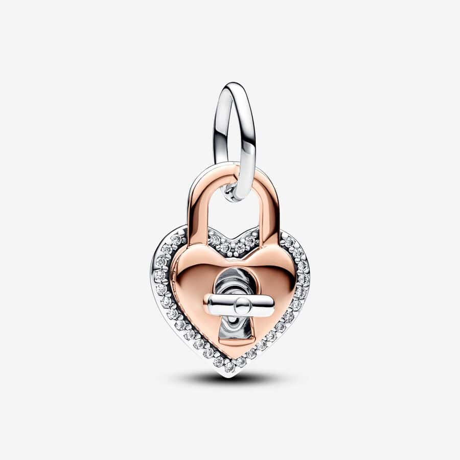 Charm Pendant Double Cadenas Cœur Barre Pivotante Bimatière 59,00 € - 783079C01 Charm Pendant Double Cadenas Cœur Barre Pivotante Bimatière 59,00 € - 783079C01