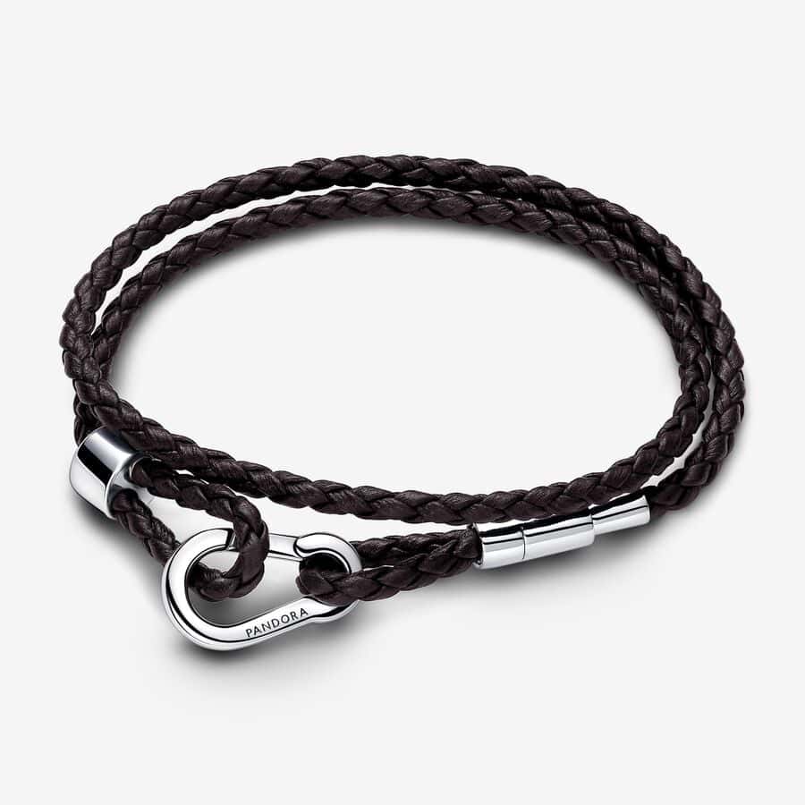Bracelet Double Tour en Cuir Tressé Marron Pandora Moments 59,00 € - 593338C01 Bracelet Double Tour en Cuir Tressé Marron Pandora Moments 59,00 € - 593338C01