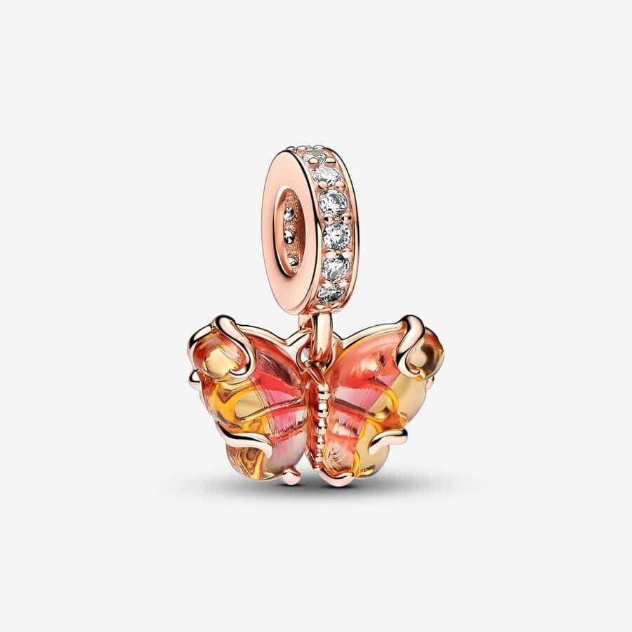 Charm Pendant Papillon en Verre de Murano Rose & Jaune 79,00 € - 782698C01 Charm Pendant Papillon en Verre de Murano Rose & Jaune 79,00 € - 782698C01