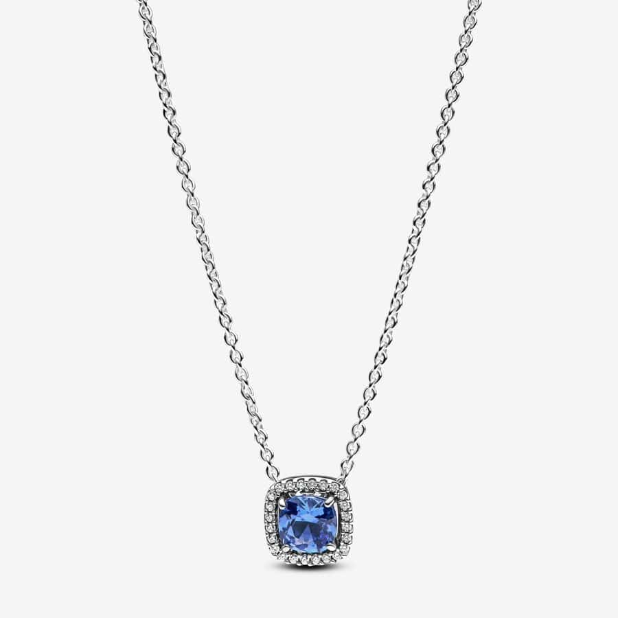 Collier à Pendentif Halo Bleu Carré Scintillant 95,00 € - 393560c01 Collier à Pendentif Halo Bleu Carré Scintillant 95,00 € - 393560c01